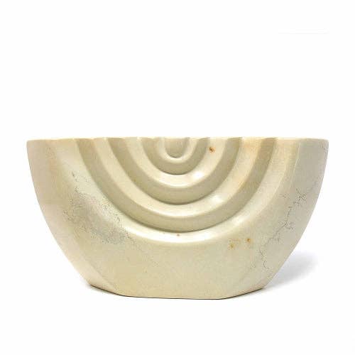 Soapstone Hand Carved Menorah - Natural