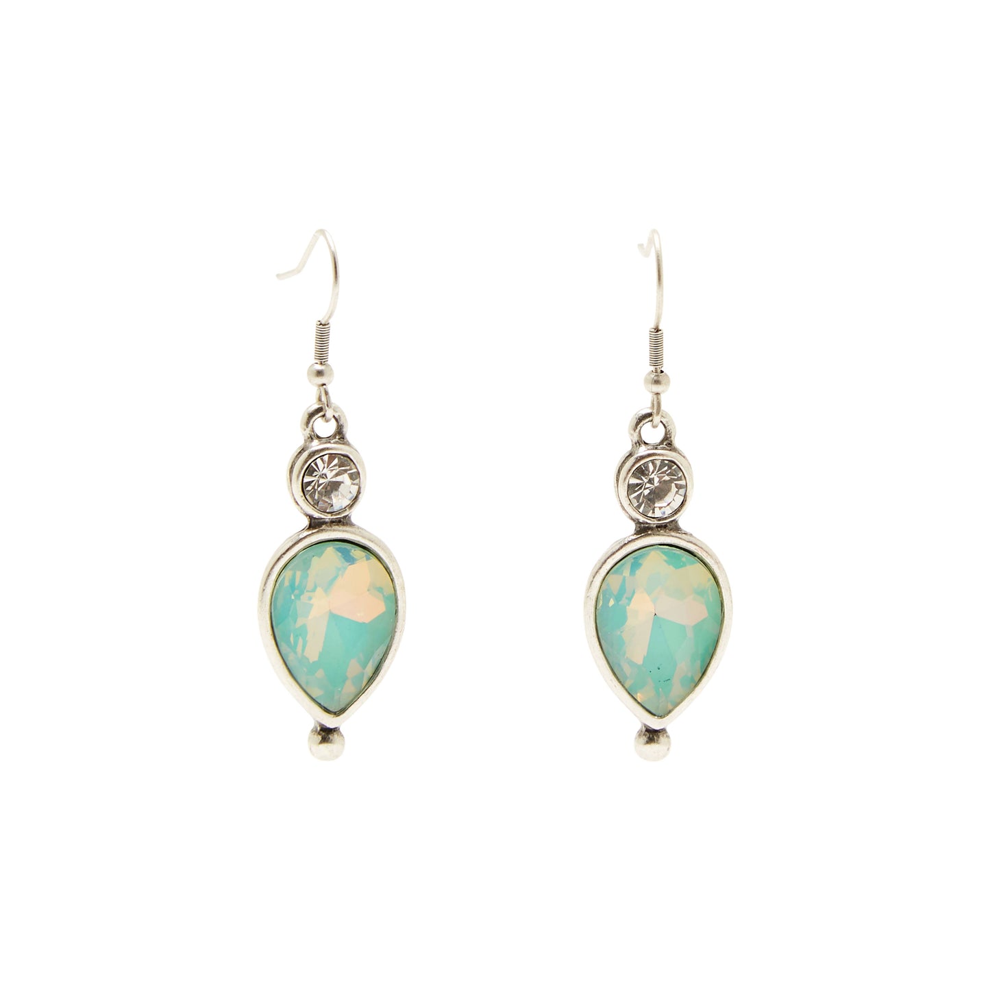 Handmade Pewter Earrings With Green Opal
