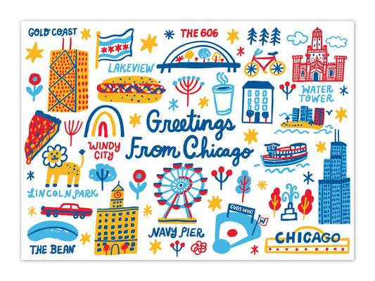 Greetings From Chicago Landmarks Postcard