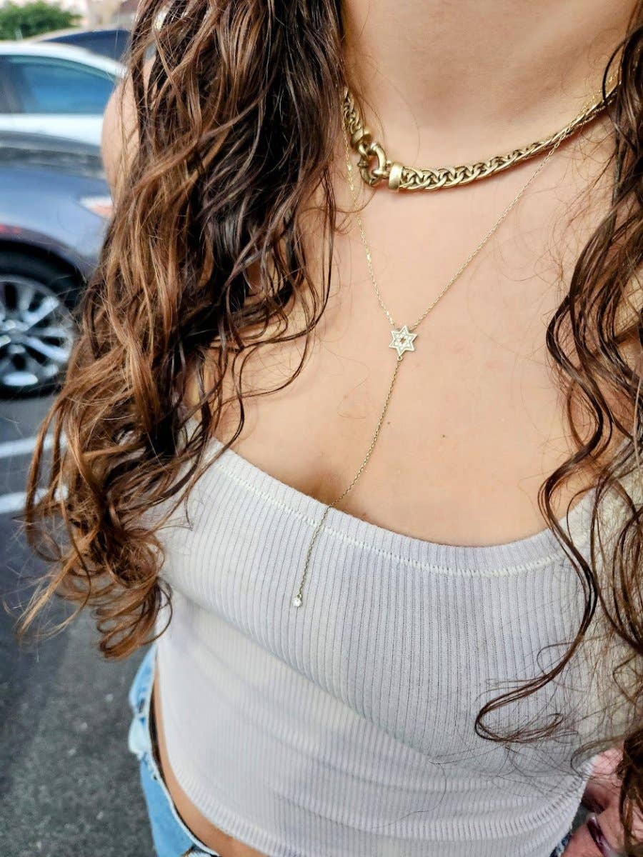 Lariat Necklace with Jewish Star of David