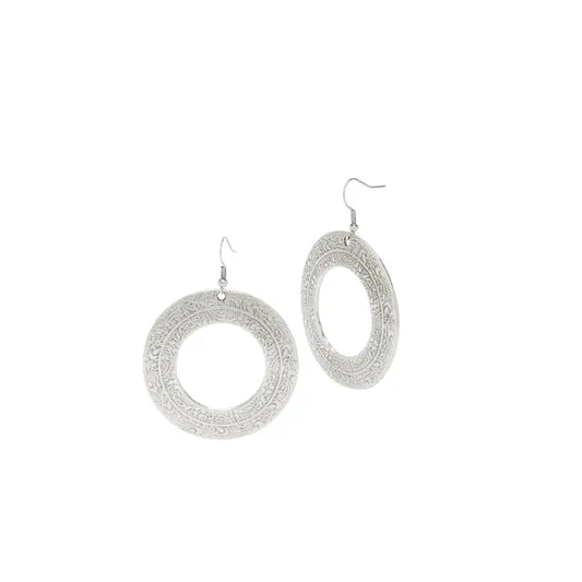Stamped Pewter Hoop Earrings