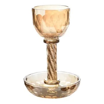 Kiddush Cup with Amber Saucer