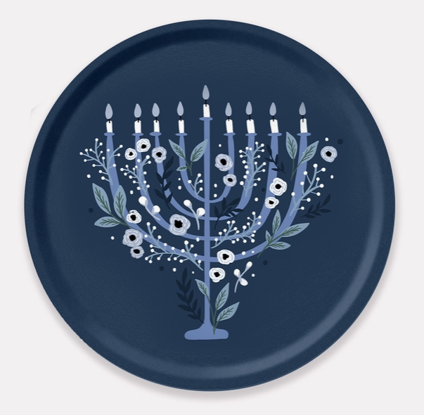 Floral Menorah Serving Tray