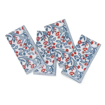 Red & Blue Pomegranate Table Linens