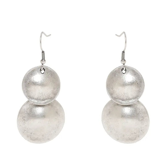 Hand Made Pewter Double-Circle Earrings