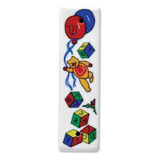 Ceramic Bear, Blocks, Balloons Mezuzah