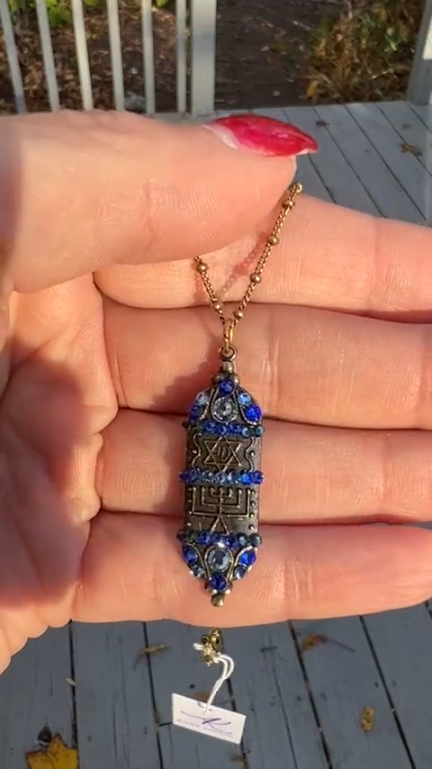 Rayna Crystal Mezuzah Necklace