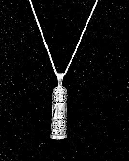 Silver Mezuzah Necklace with Chai