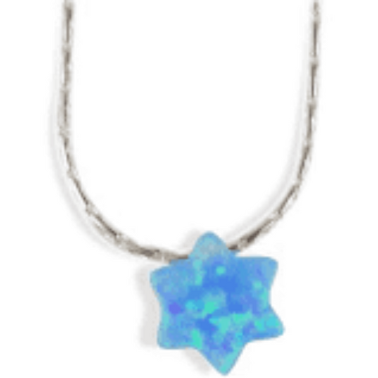 Blue Opal Star of David Necklace