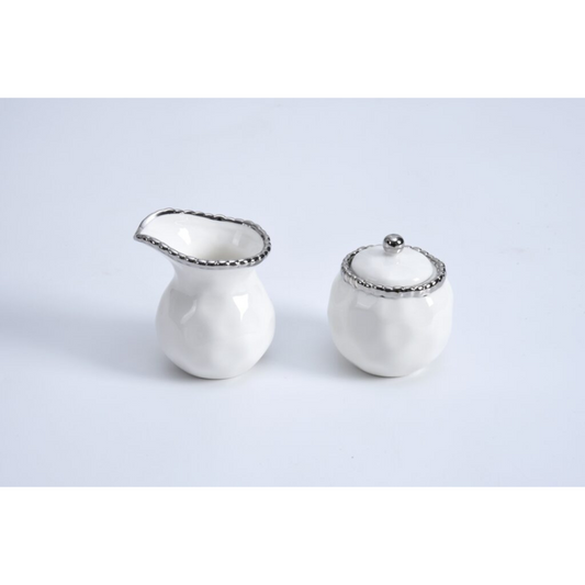 Small Creamer and Sugar Set White